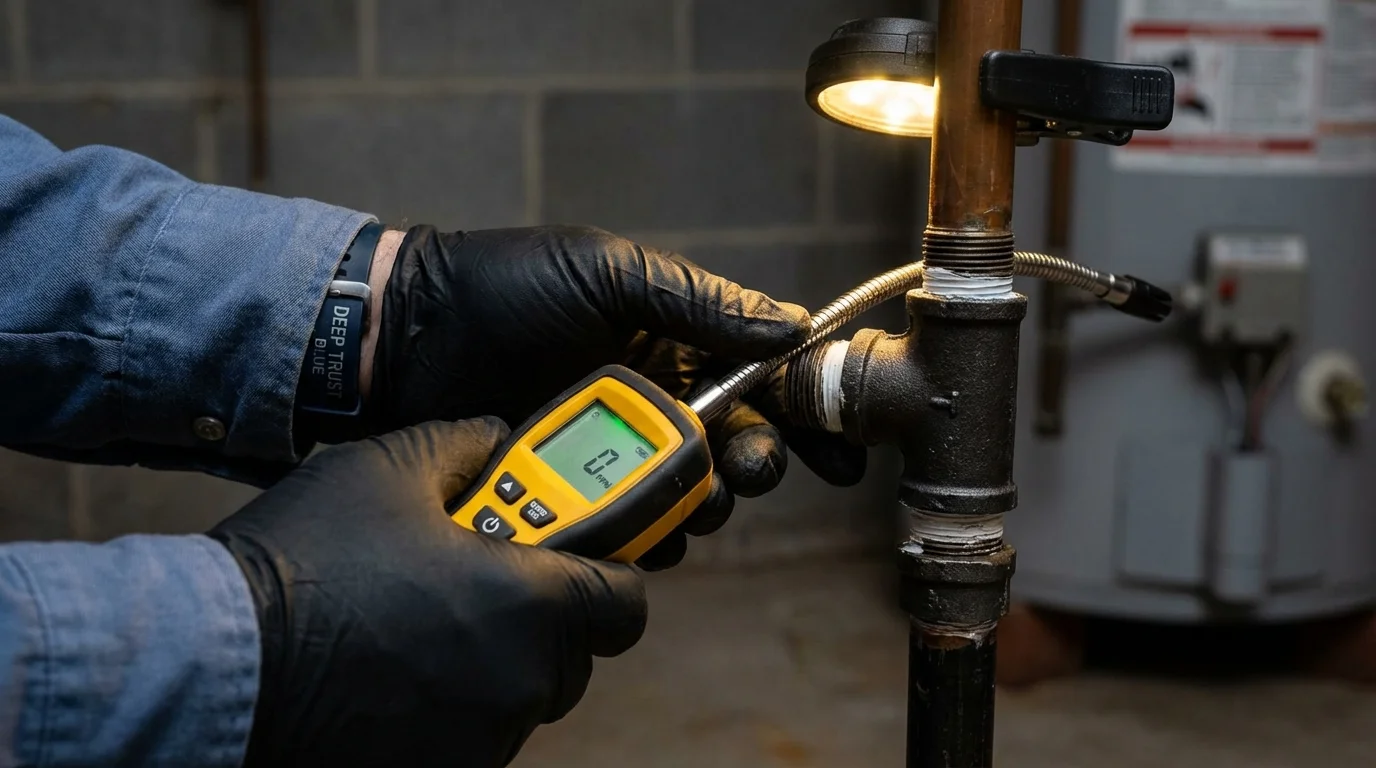 Gas leak detection with electronic sniffer by Johns Plumbing LLC in Ringwood